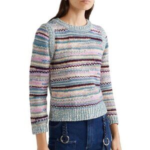 SEE BY CHLOÉ Dusty Blue Metallic Intarsia-Knit Sweater - Size Small